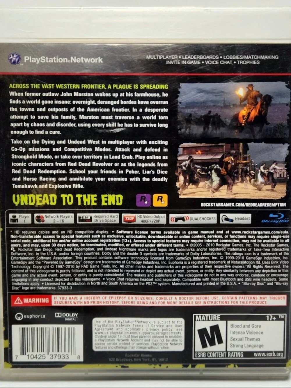 Red Dead Redemption Undead Nightmare PS3 Sony Playstation 3 CIB Complete -Tested